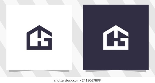 letter gh hg with home logo design vector