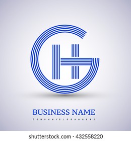 Letter GH or HG linked logo design circle G shape. Elegant blue colored, symbol for your business name or company identity.