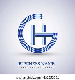 Letter GH or HG linked logo design circle G shape. Elegant blue colored, symbol for your business name or company identity.