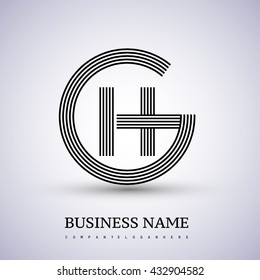 Letter GH or HG linked logo design circle G shape. Elegant black colored, symbol for your business name or company identity.