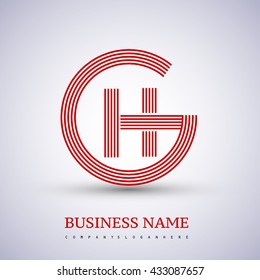 Letter GH or HG linked logo design circle G shape. Elegant red colored, symbol for your business name or company identity