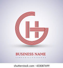 Letter GH or HG linked logo design circle G shape. Elegant red colored, symbol for your business name or company identity