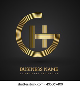 Letter GH or HG linked logo design circle G shape. Elegant golden colored, symbol for your business name or company identity.