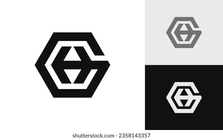 Diseño del logotipo de hexágono inicial de la letra GH 