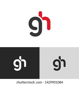 Letter gh linked lowercase logo design template elements. Red letter Isolated on black white grey background. Suitable for business, consulting group company.