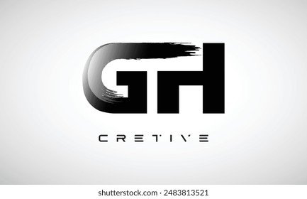 Concepto del logotipo del logotipo de la letra GH con el estilo del cepillo, y que une el Vector del diseño del logotipo de la letra	