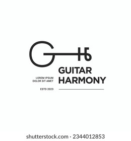 Letter GH minimal abstract guitar shape logo design vector illustration