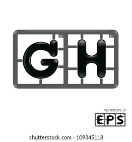 Letter gh model-kit alphabet vector