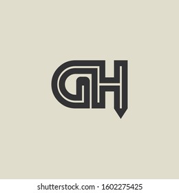 Letter GH pencil shape logo design. Link icon in flat style isolated on grey background. Graphic alphabet symbol for your corporate business identity, website, app, UI. Arts logo design inspiration.