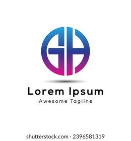 letter gh round shape logo design
