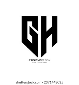 Letra Gh con forma de protector de seguridad logo monograma creativo abstracto