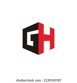 letter gh simple 3d box flat shape logo vector