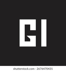 letter ghi simple square geometric abstract logo vector 