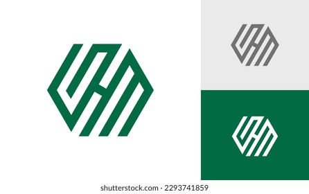 Letter GHM-Logo-Design-Vektorgrafik des ersten Hexagon-Monogramms