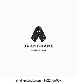 Letter A and ghost logo icon design template vector illustration