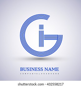 Letter GI or IG linked logo design circle G shape. Elegant blue colored, symbol for your business name or company identity.