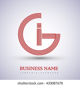 Letter GI or IG linked logo design circle G shape. Elegant red colored, symbol for your business name or company identity
