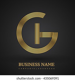 Letter GI or IG linked logo design circle G shape. Elegant golden colored, symbol for your business name or company identity.