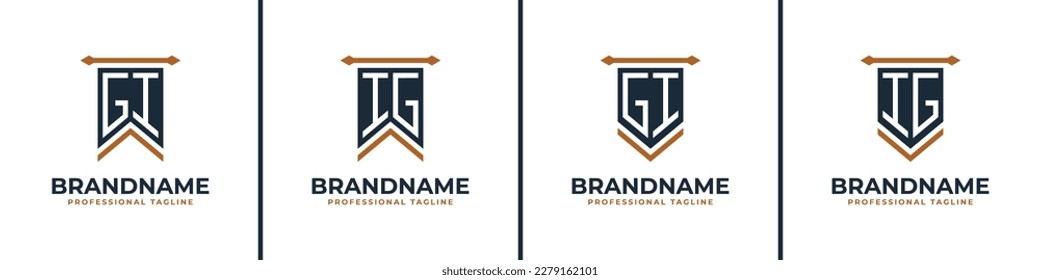 Letter GI and IG Pennant Flag Logo Set, Represent Victory. Suitable for any business with GI or IG initials.