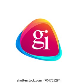 Letter GI logo in triangle shape and colorful background, letter combination logo design for company identity.