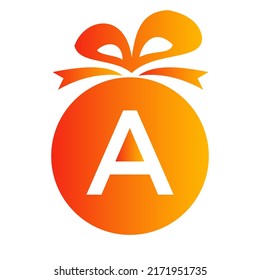 Logo De La Letra A Caja De Regalo. Plantilla de elemento de logotipo de celebración de iconos de Giftbox