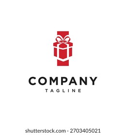 Letra I Vector de icono de logotipo de caja de regalo