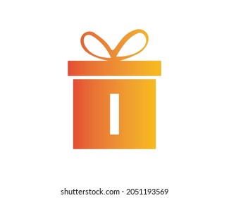 Letter I Gift Box Shape Logo. Colorful Gift Logo Template On I Letter. Giftbox Package Store, Shop Icon Design