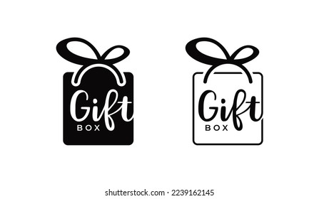 Gift Box Vector Logo Design. Stock Vector - Illustration of happy, label:  197090857