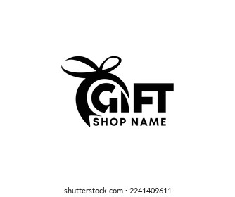 Tienda de regalos diseño inicial de logotipo vectorial de escritura a mano, diseño de logotipo de nombre de tienda de regalos, diseño de logotipo de la cinta de amor de regalo