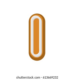 Letter I Gingerbread. Peppermint honey-cake font. Cookies alphabet. Lettering biscuit