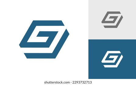 Letter GJ initial hexagon monogram logo design vector