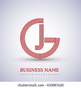 Letter GJ or JG linked logo design circle G shape. Elegant red colored, symbol for your business name or company identity
