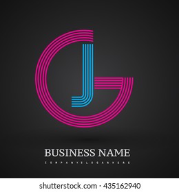 Letter GJ or JG linked logo design circle G shape. Elegant red and blue colored, symbol for your business name or company identity.