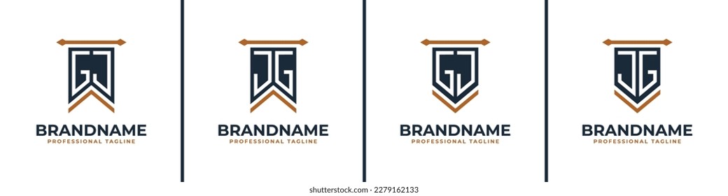Letter GJ and JG Pennant Flag Logo Set, Represent Victory. Suitable for any business with GJ or JG initials.