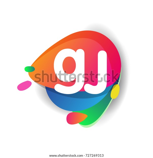 Letter Gj Logo Colorful Splash Background Stock Vector Royalty