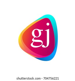 Letter GJ logo in triangle shape and colorful background, letter combination logo design for company identity.