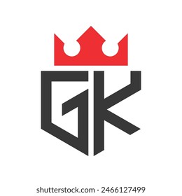 Letter GK Crown Logo. Crown on Letter GK Logo Design Template