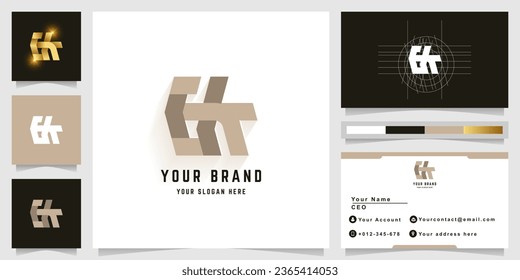 Letter Gk or GT monogram logo with business card design