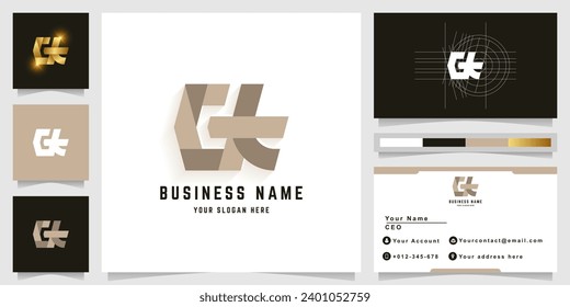 Logotipo de monograma de letras gk o gt con diseño de tarjeta de visita