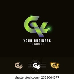 Letra GK o logotipo de monograma GYL con diseño de método de cuadrícula