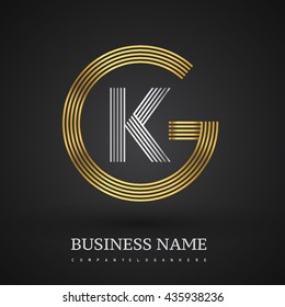 Letter GK or KG linked logo design circle G shape. Elegant gold and silver colored, symbol for your business name or company identity.