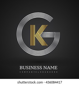 Letter GK or KG linked logo design circle G shape. Elegant silver and gold colored, symbol for your business name or company identity.