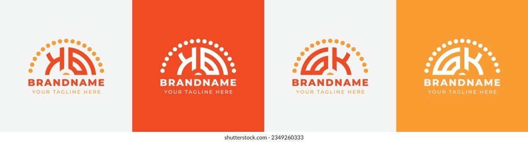 Letter GK and KG Sunrise  Logo Set, suitable for any business with GK or KG initials.