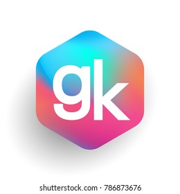 Letter GK logo in hexagon shape and colorful background, letter combination logo design for business and company identity.
