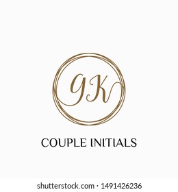 Letter GK logo template. Creative fashion logo design, couple letter , beauty icon. Initial handwriting or handwritten logo for identity. Logo with hand drawn style. wedding concept -vector