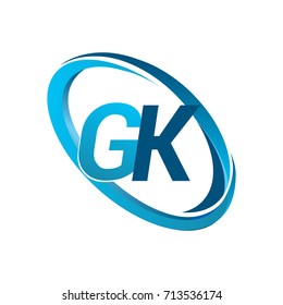 letter GK logotype design for company name colored blue swoosh. vector logo for business and company identity.