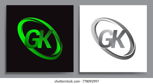 letter GK logotype design for company name colored Green swoosh and grey. vector set logo design for business and company identity.

