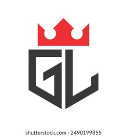 Logo de la corona GL. Corona en la Plantilla de diseño de logotipo GL