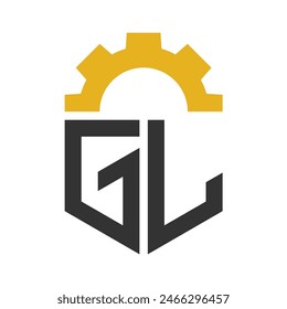 Letra GL Gear Logo Diseño para Centro de Servicio, Reparación, Fábrica, Industrial, Negocio Digital y Mecánico