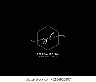 Letter GL Initial handwriting logo with signature and hand drawn style.